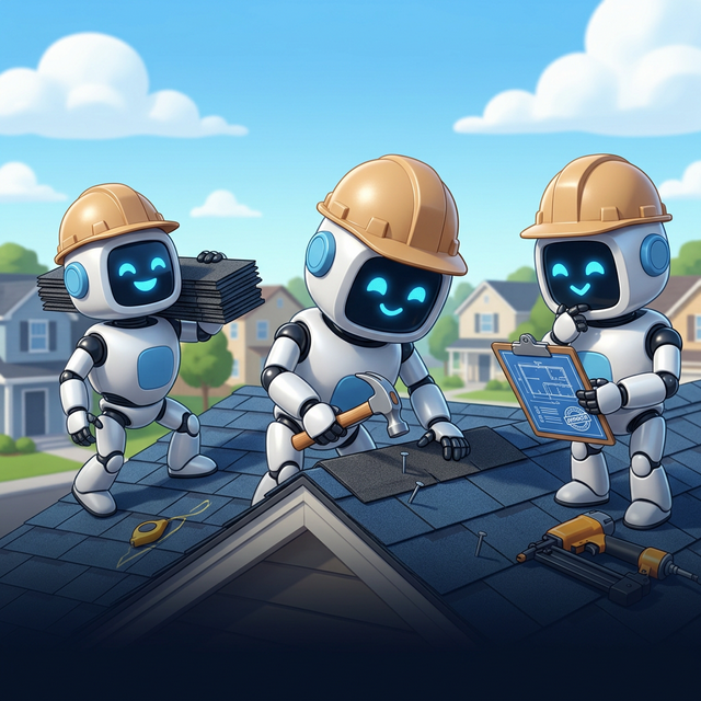 PermitBot robots building a roof